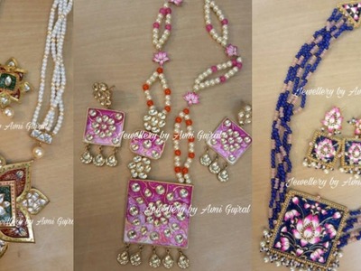 Minaakari jewellery design ideas.Pendant set design ideas.party wear jewellery collection