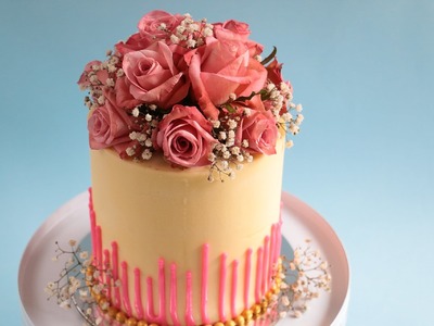 Perfect straight edges- Fresh Flower Bouquet Cake Tutorial- Rosie's Dessert Spot
