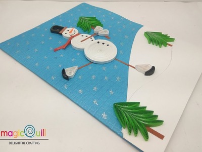 Quilling card for beginners | Quilled snowman | Magic Quill