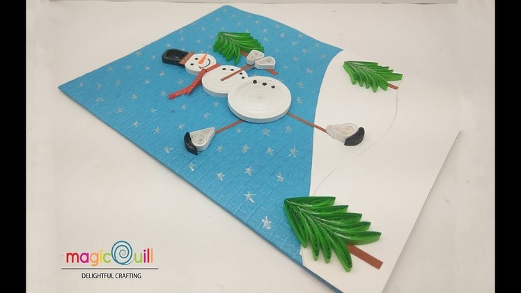 Quilling card for beginners | Quilled snowman | Magic Quill