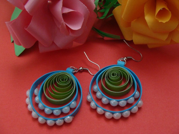 Quilling loop earrings with beads new design