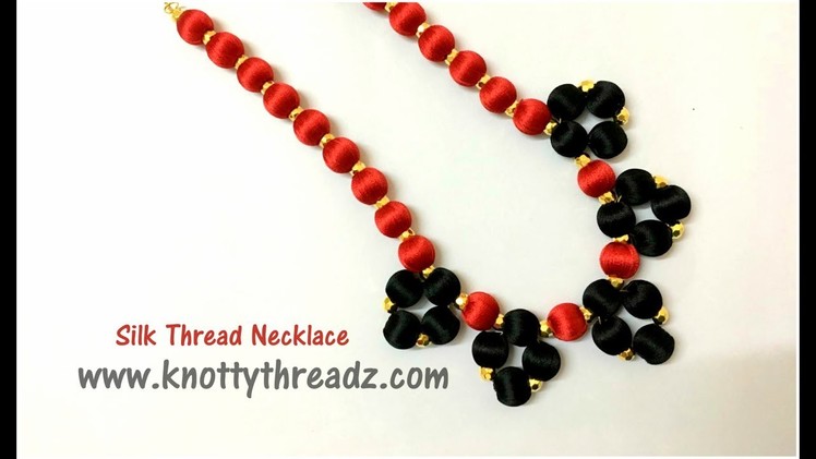 Silk Thread Necklace | Beaded Necklace |  Red and Black| www.knottythreadz.com