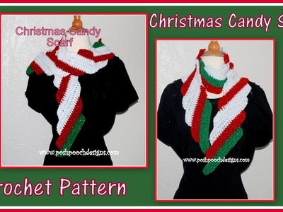 Christmas Candy Scarf  Crochet Pattern