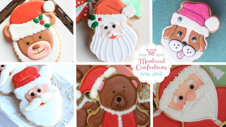 Christmas Cookies 6 Santa Cookies in 6 Minutes - Compilation of Santa Cookie Tutorials