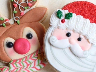 Christmas Cookies Santa & Rudolph the Red Nose Reindeer Decorated Cookies Detailed Instruction
