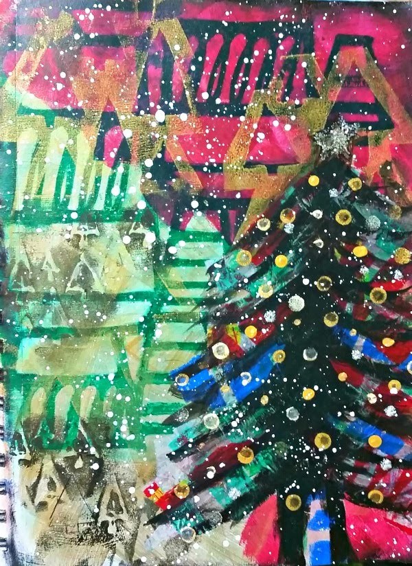 Christmas Mixed Media Art Journal Page