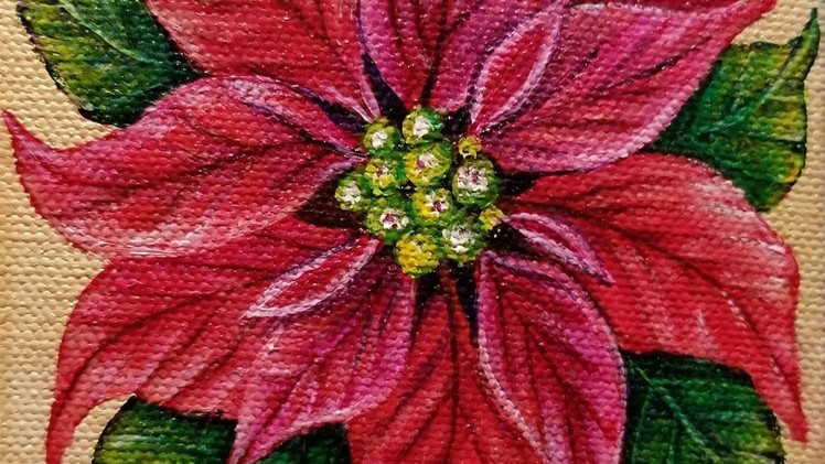 Christmas Poinsettia Flower LIVE Acrylic Painting Tutorial