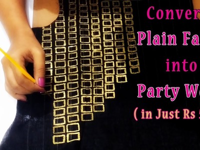Convert Plain Fabric Into Party Wear in Just Rs 50.- | DIY Very Easy Gold Dust Painting