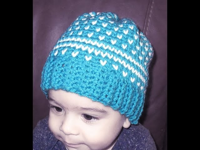 Crochet fair isle baby hat