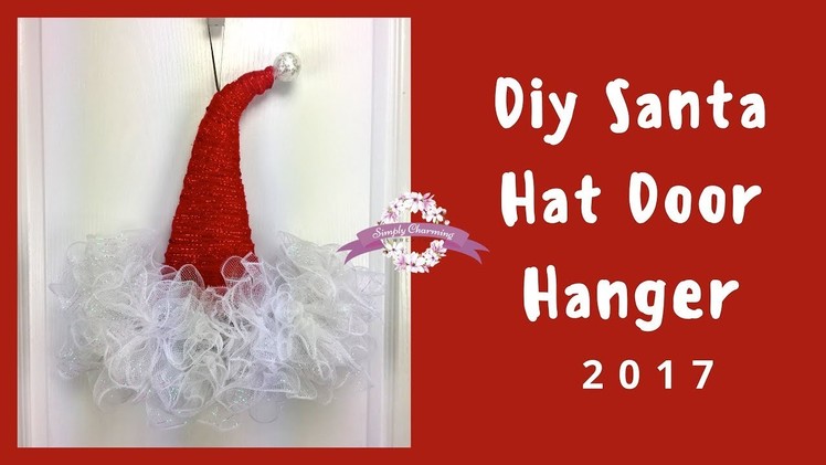 Deco Mesh Santa hat door hanger tutorial