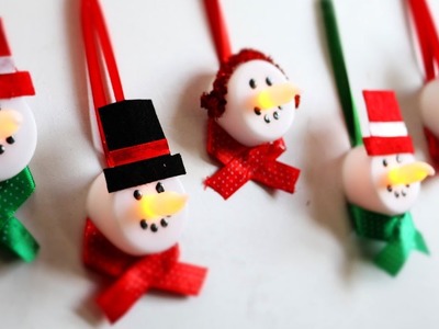 DIY Christmas Tree Ornaments | Tea Light Snowman for Christmas Decorations