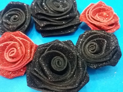 DIY foam sheet roses.How to make glitter rose.Foam Sheet Craft. glitter roses craft????????????????????????????