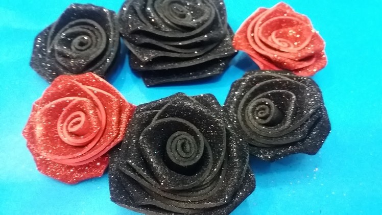 DIY foam sheet roses.How to make glitter rose.Foam Sheet Craft. glitter roses craft????????????????????????????