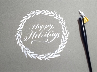Happy Holidays Calligrahy + Wreath