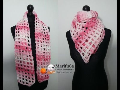 How to crochet lace scarf shawl cowl free easy pattern tutorial for begginer