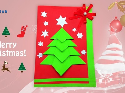 How to Make a Christmas Card | Hand Made Christmas Greetings Card Making Ideas | Lina's Craft Club