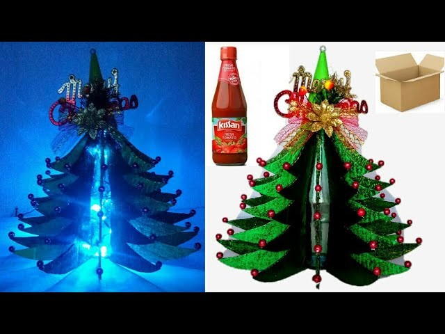 How to make Christmas Tree from Cardboard and ketchup bottle | DIY Christmas Tree | Christmas craft