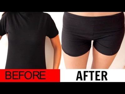 How to Make Cute Athletic Shorts from a T Shirt! Upcycling DIY Fashion on a Budget Clothing Hack!