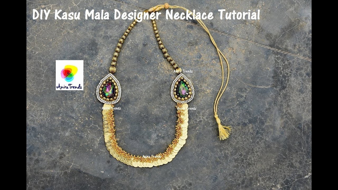 How to make Desiger Necklace at home | Give Away | Kasu Mala Mogapu Necklace