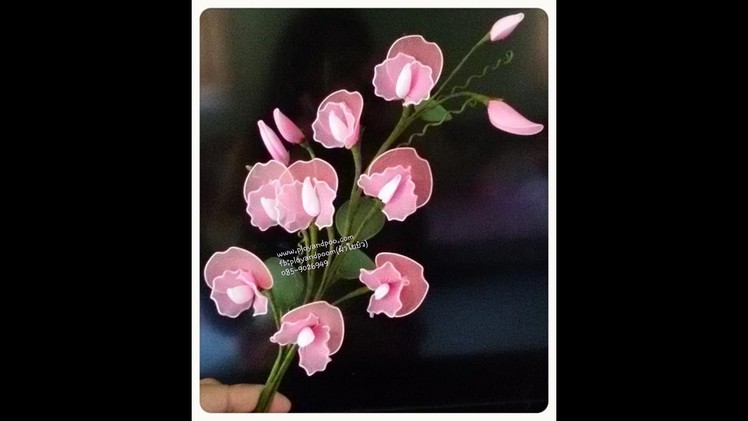How To Make Sweet Pea Flower stocking.nylon flower by ployandpoom (ผ้าใยบัว)