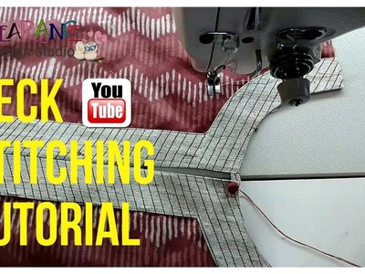 How to neck stitching tutorial with design