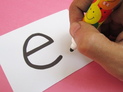How to turn Letter "e" into a Cartoon ELEPHANT ! Learn drawing art on paper for kids