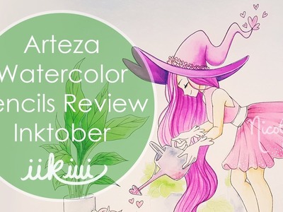 Inktober: Love Witch | Art Review: Arteza Woodless Watercolor Pencils | iiKiui