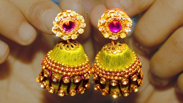 Jhumkas Beautiful jewellery | Fashion Earrings with colors red beads and silk thread. FB Designs