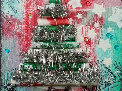 Mixed Media Christmas Canvas with DCWV
