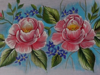 Painting. Fabric painting  for beginners. fabric painting flower designs. Rose painting.