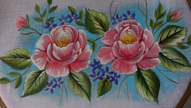 Painting. Fabric painting  for beginners. fabric painting flower designs. Rose painting.