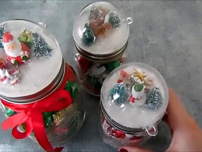 Snowglobe Christmas Mason Jar Craft