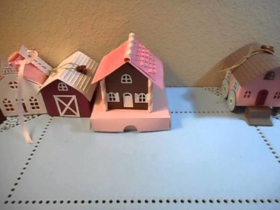 Tiny Town Treat Boxes (barn, church, tudor house, caravan, w.Papertrey Ink dies)