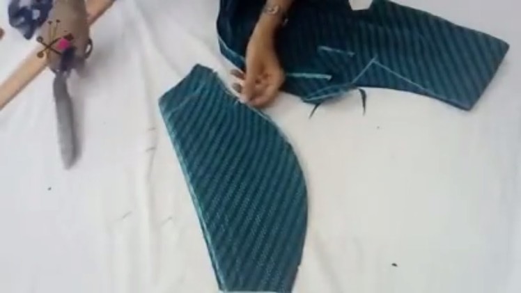 छोटी बाजू  काटे सिले Cut Sew Short Sleeve - diy Sleeves - Kurti Kalidar Anarkali pattern silai hindi