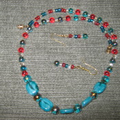 Turquoise and red