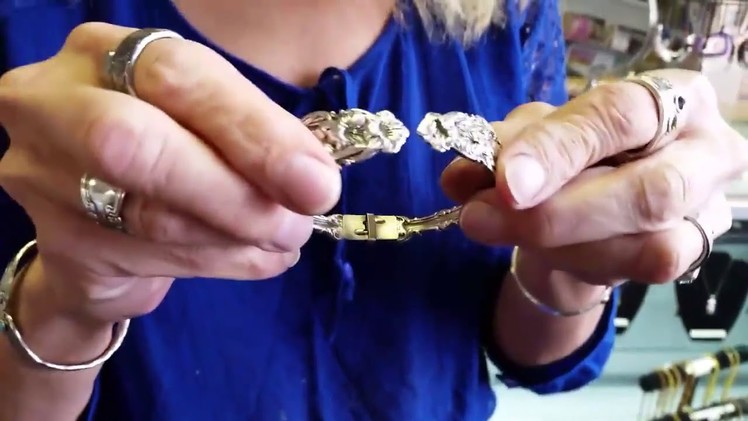 A design tip for making a hinged silverware bracelet.