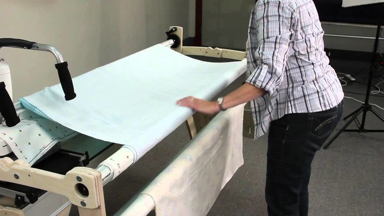 Attaching fabric to a wooden Grace Quilting Frame