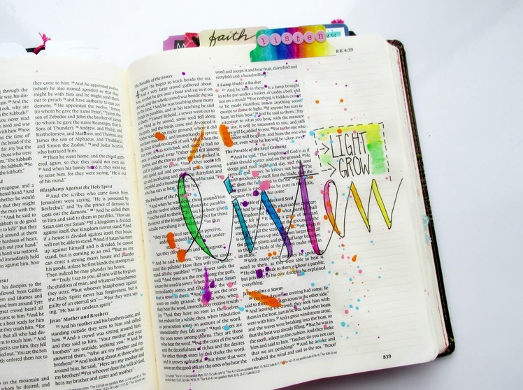 Bible Journaling Process Video - Listen - Mark chapter 4 by Tai Bender for Illustrated Faith