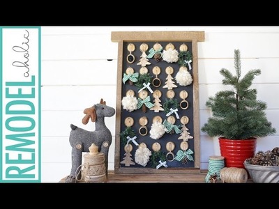 Christmas Advent Calendar DIY; Rustic Farmhouse Style Advent Calendar with DIY Ornaments