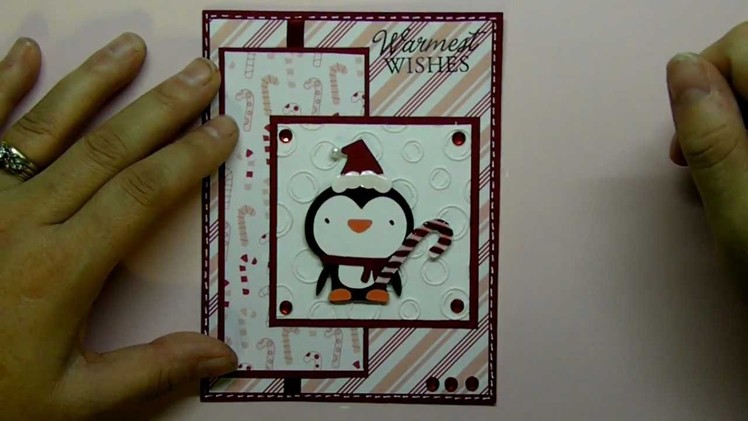 Christmas card 2012 series with  penguin with candy cane card #4