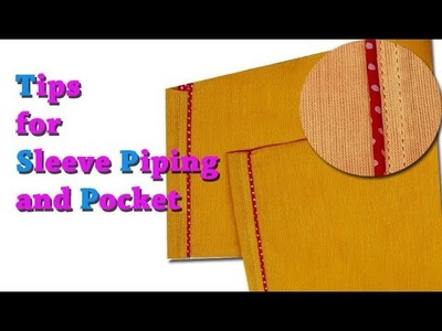 Churidar side pocket Tips andsleeve piping  easy method stitching tutorial malayalam