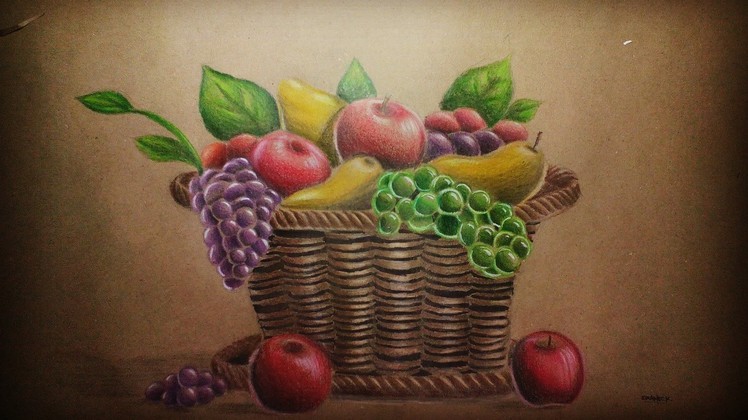 Dibujo - Cesta con frutas.