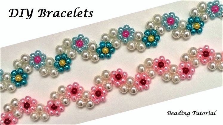 DIY Floral Bracelets. Jewelry Making Tutorial. Beaded Floral Jewelry