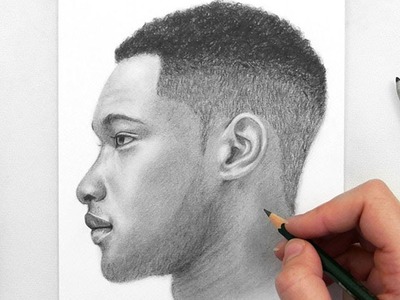 Drawing a Man Side View with Graphite Pencils