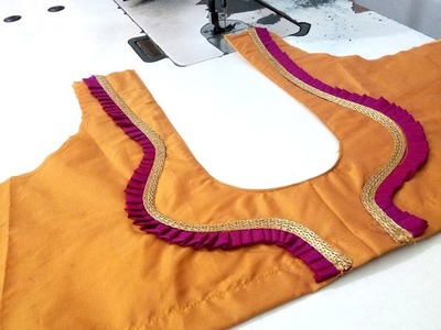 Easy Blouse Design Cutting Stitching Stylish Golden Lase Design Blouse Tailoring Classes in Tamil