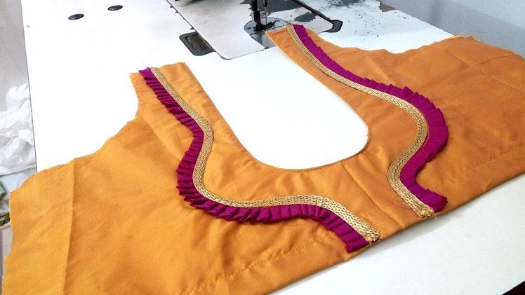 Easy Blouse Design Cutting Stitching Stylish Golden Lase Design Blouse Tailoring Classes in Tamil