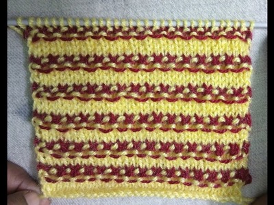 Easy Two Color Knitting Pattern No.55|Hindi