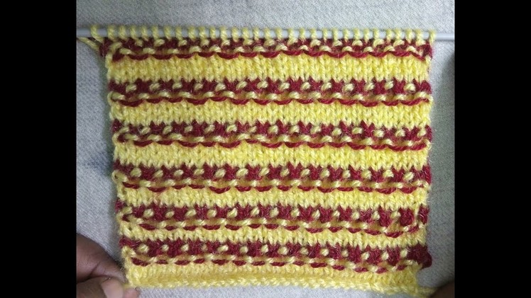 Easy Two Color Knitting Pattern No.55|Hindi