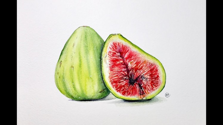 Green Figs in Watercolors Painting Tutorial