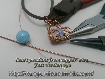 Heart pendant from copper wire - Fast version 290